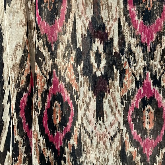 Chico's Sheer Beaded Multicolor Ikat Sheer Flowy Blouse Size 3 - US XL - Picture 7 of 7